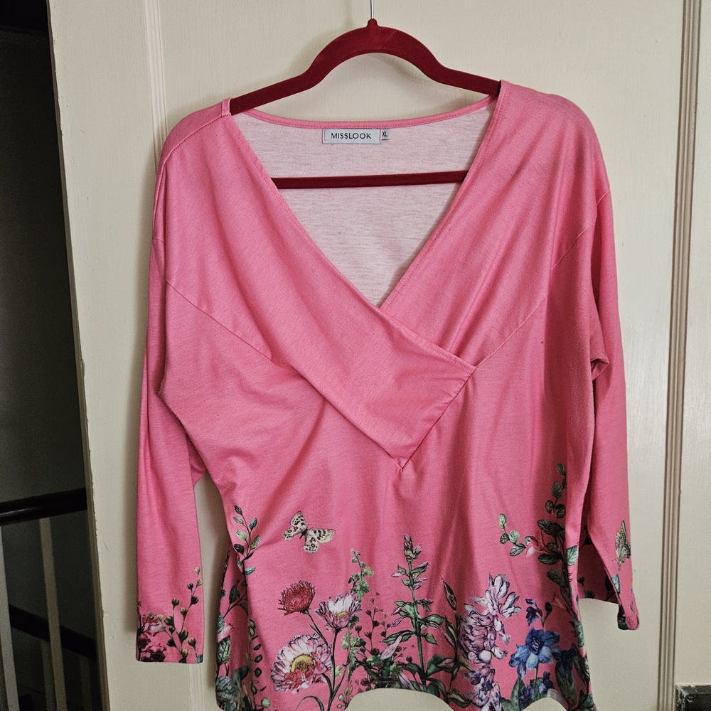 Misslook Pink Floral Women's Top